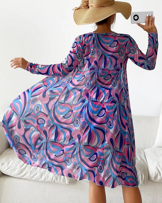 Three-piece printed bikini swimsuit