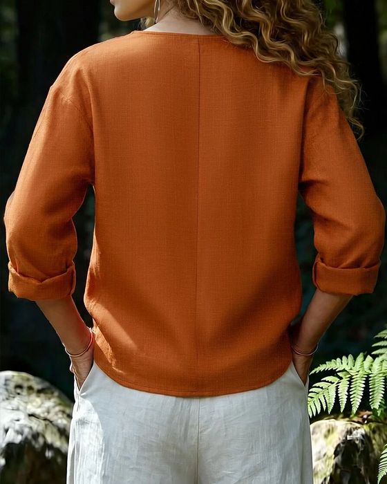 Mock Neck Long Sleeve Solid Blouse