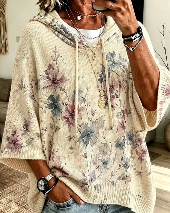 Casual Printed Drawstring Pullover
