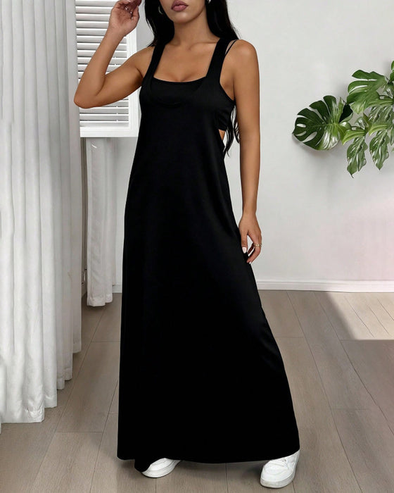 Solid Color Dress Two-Piece Set