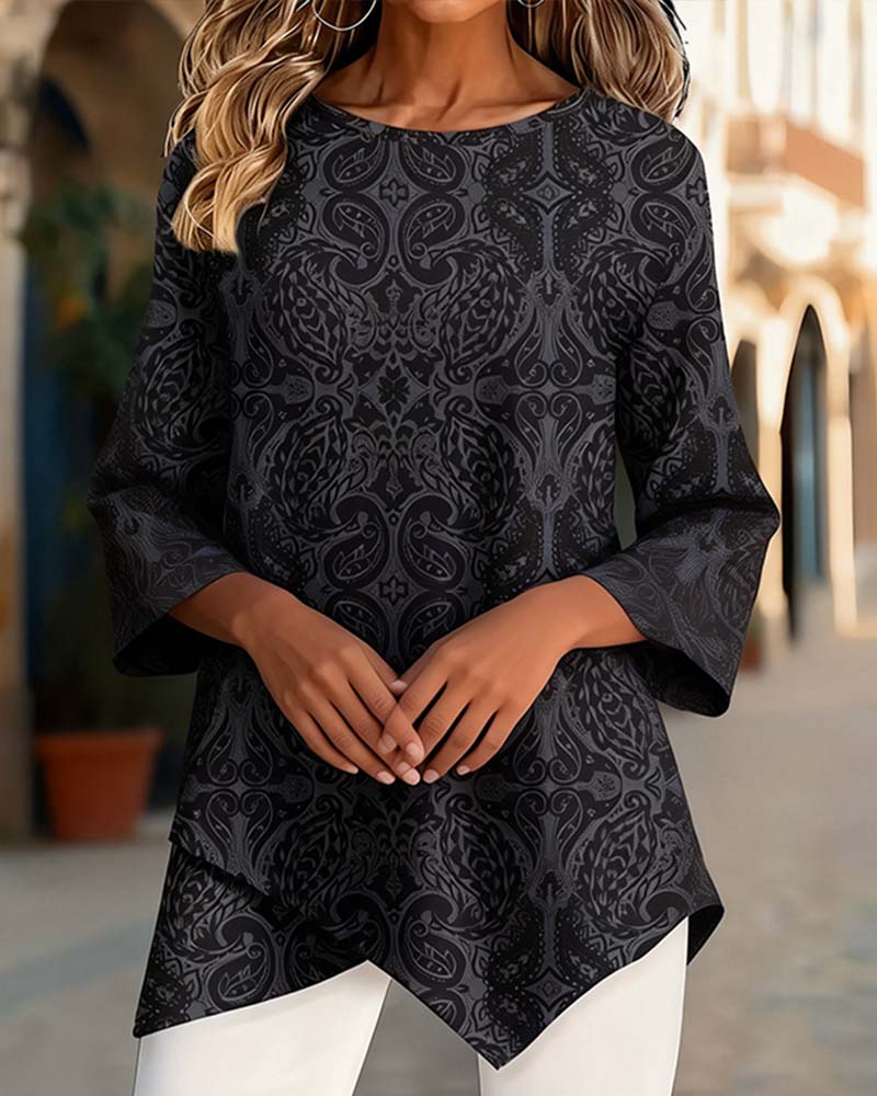 Cross Irregular Print Top