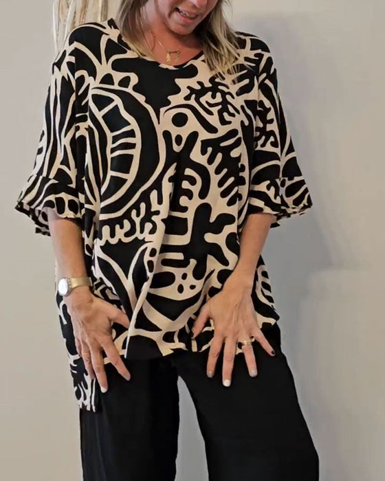 Abstract Botanical Print Loose Top