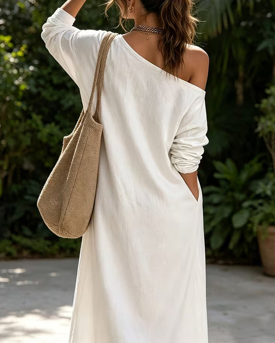 Casual One Shoulder Slit Dress