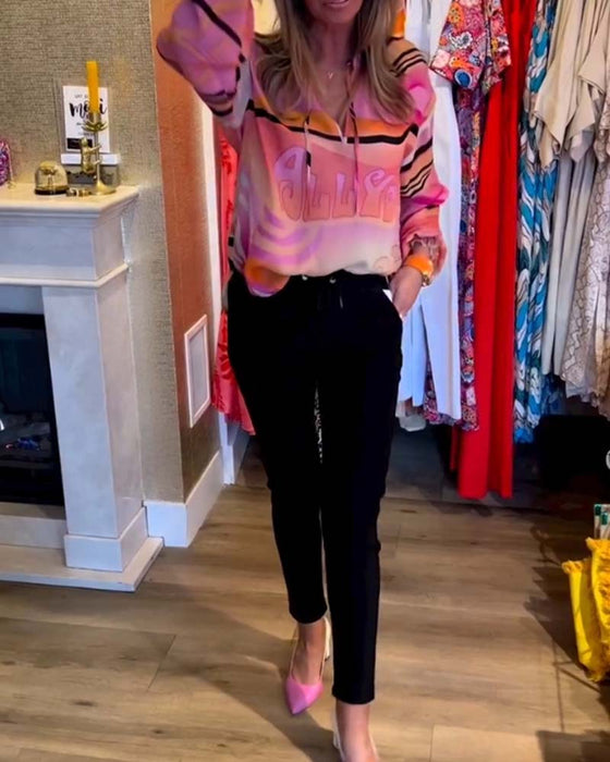 Suspension contrast print casual top