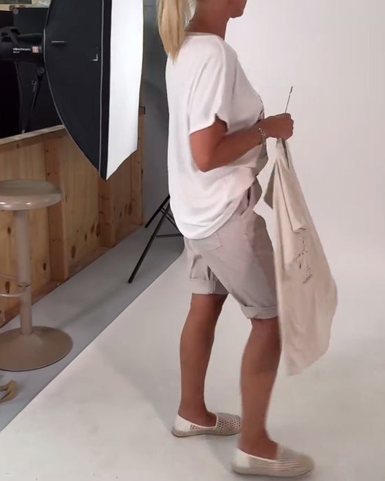 V-Neck Printed Versatile T-Shirt