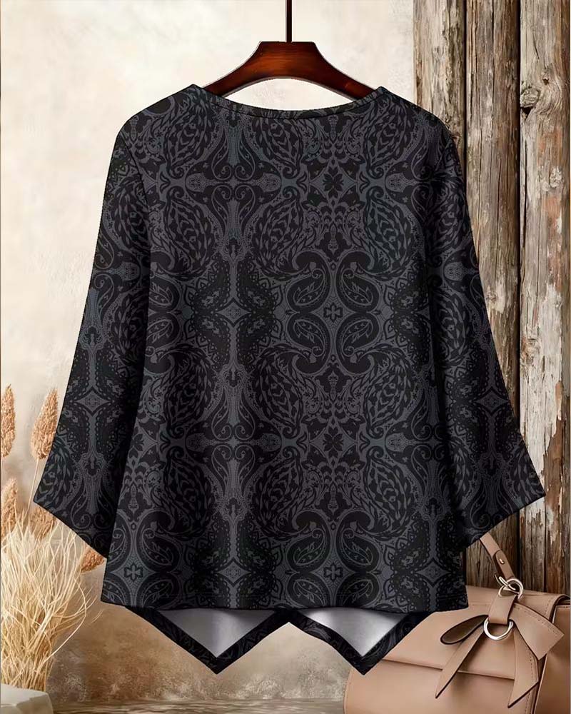 Cross Irregular Print Top