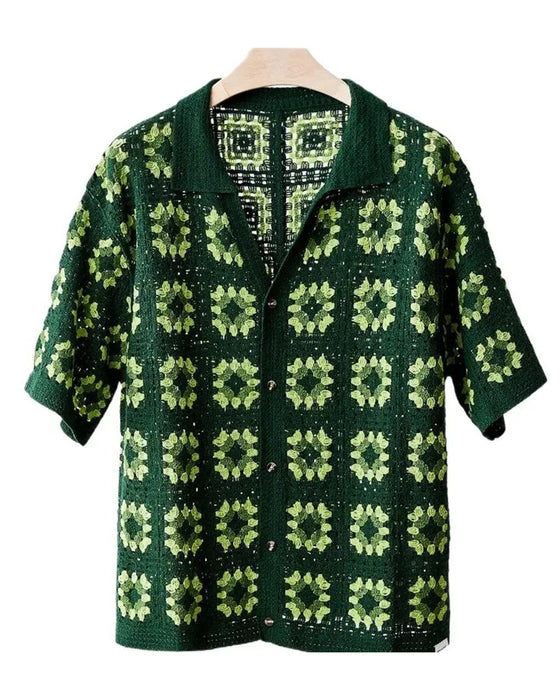 V-Neck Hollow Out Print Shirt T-Shirt