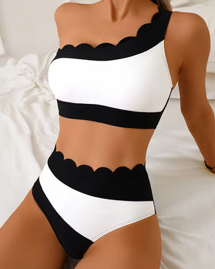 Color-Block Bikini-Style Two-Piece Swimsuit