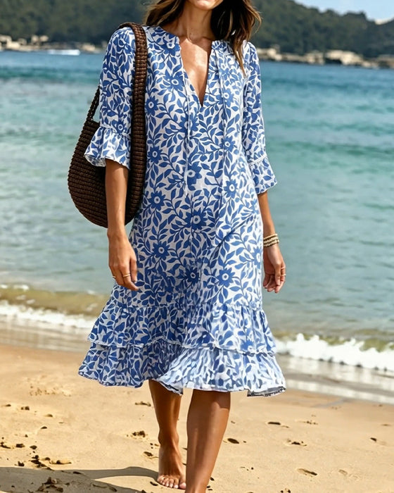 Half Sleeve Ruffle Dress