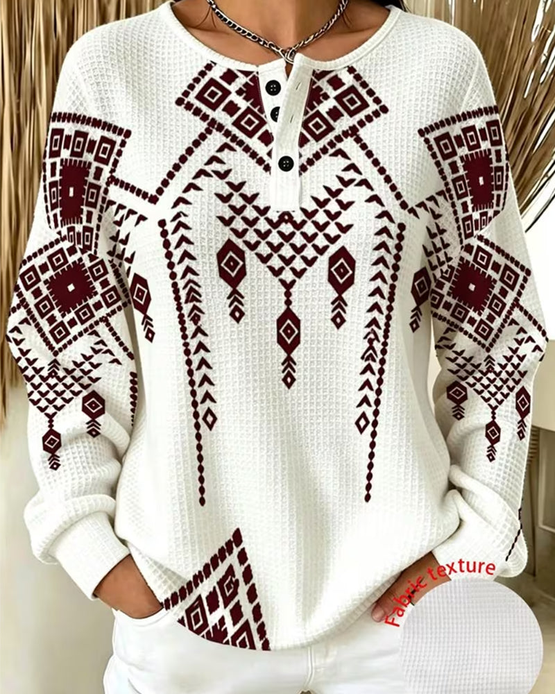 Bohemian Print Casual Sweatshirt