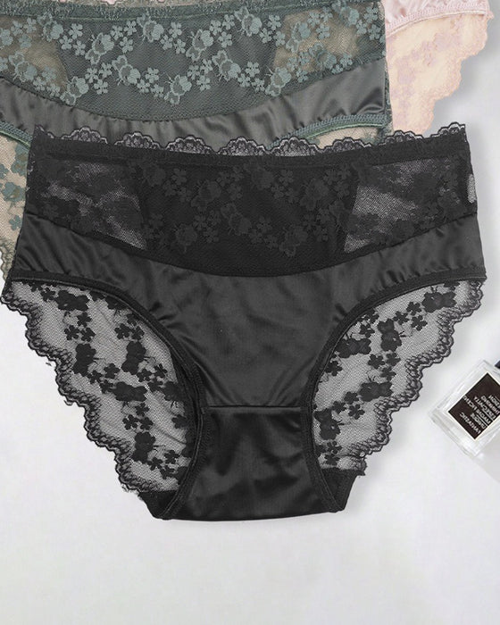 Solid Color Lace Panties