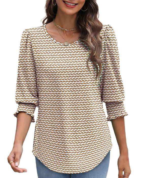 Puff Sleeve Printed Blouse