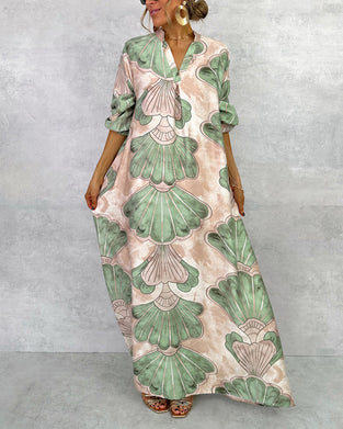 Temperament Leaf Print Dress