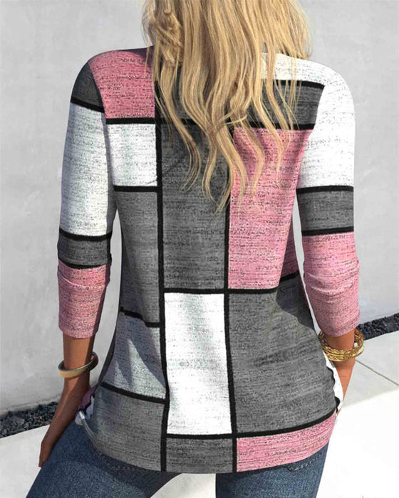 Buttoned color block top