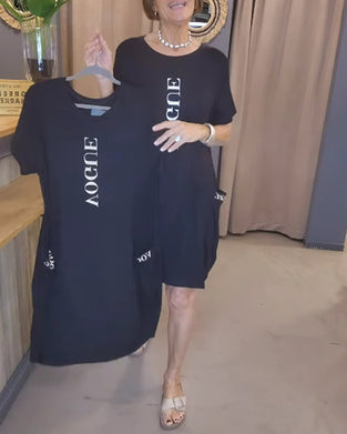Casual Short-Sleeved Loose Letter Print Dress