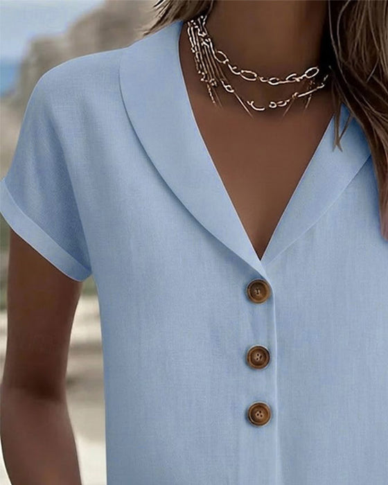 Button Down Collar Short Sleeve Shirt