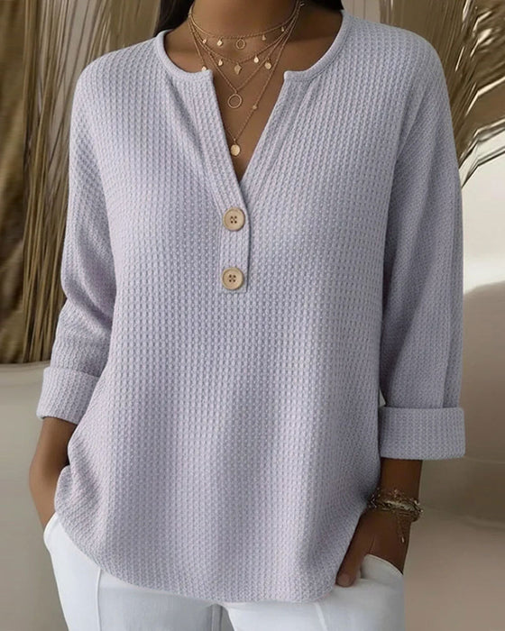 V-Neck Waffle Women's Top