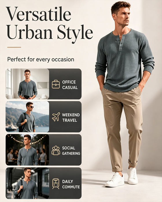 Men's Solid Color Long Sleeve Top