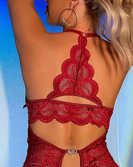 Open Crotch Lace Sexy Pajamas