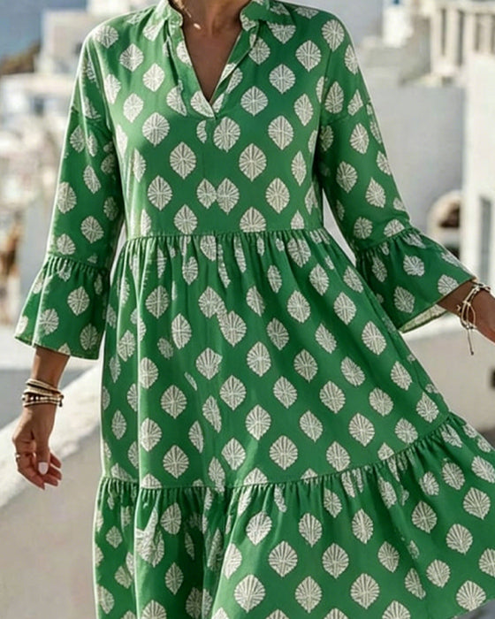 V-Neck Printed Dress