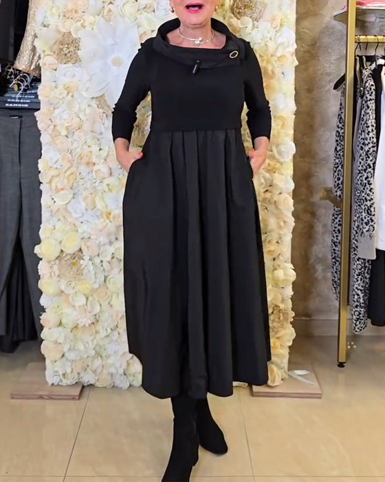 Fashionable Street Solid A-line Dress