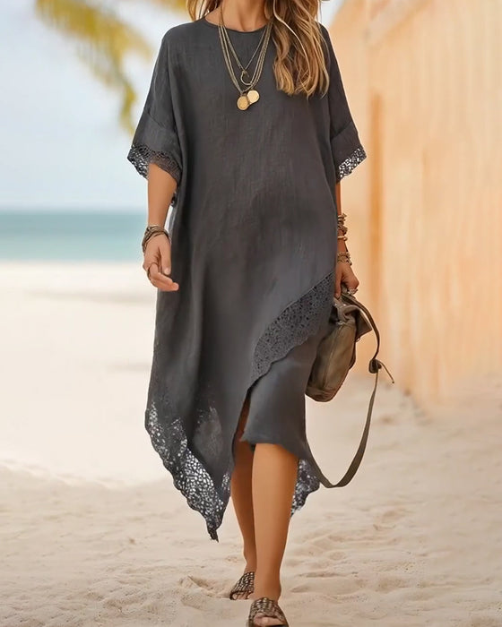 Asymmetrical Lace-Paneled Dress