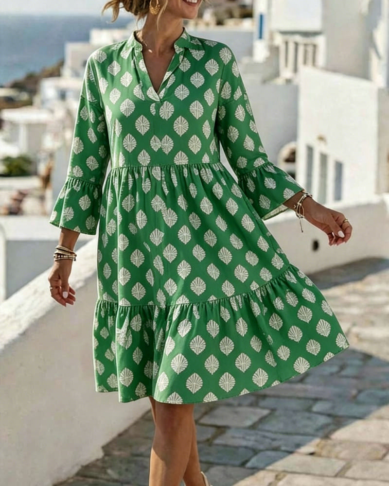 V-Neck Printed Dress