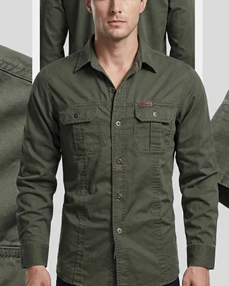 Men's Workwear Pocket Solid Color Shirt