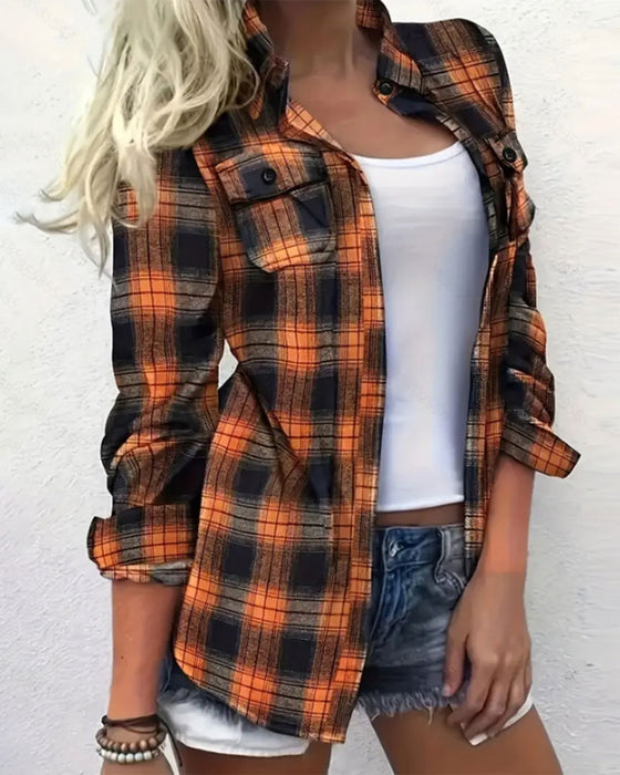 Casual Plaid Shirt Blouse