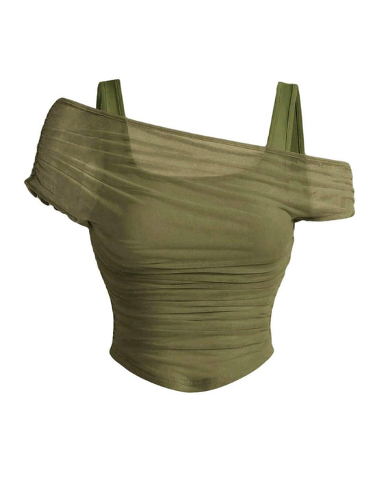 Mesh Ruffle Cami Blouse