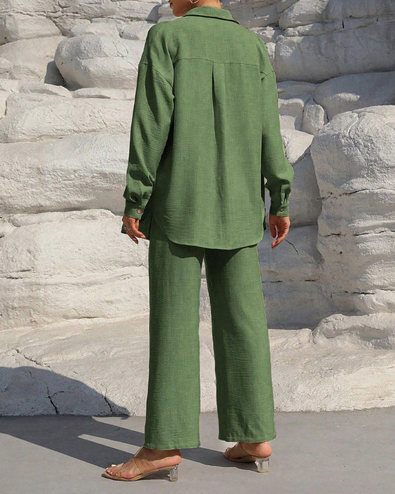 Long Sleeve Casual Solid Set