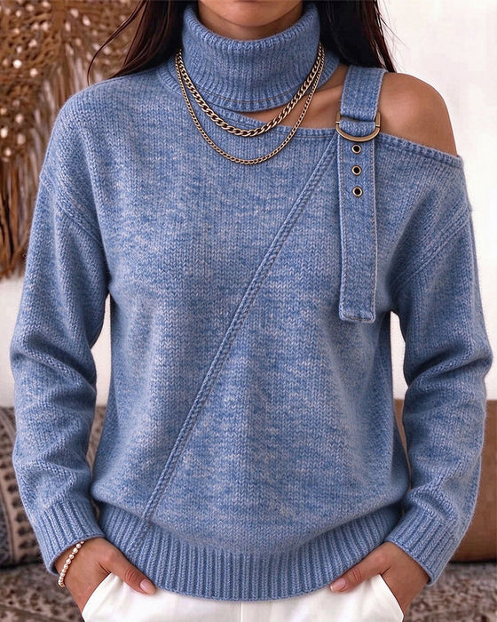 Turtleneck Long Sleeve Fashionable Pullover