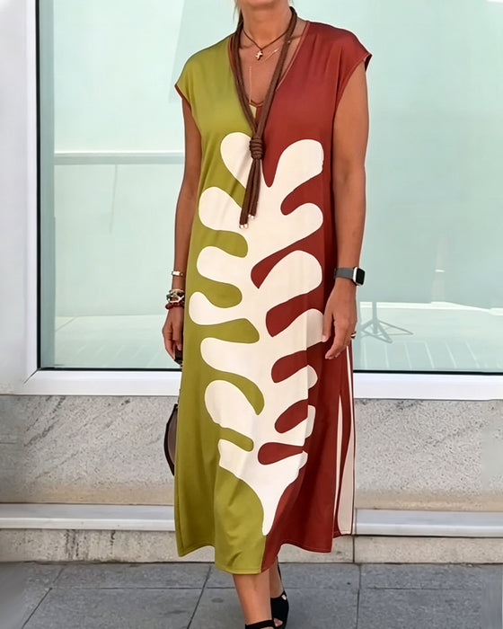 V-Neck Printed Dress