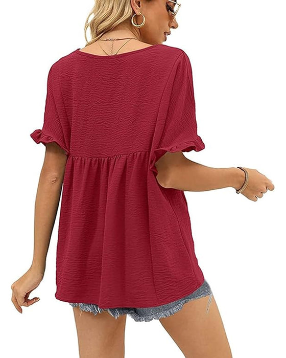 Casual Ruffle Loose Fit Blouse