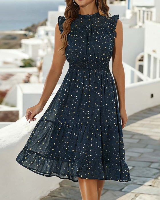 Ruffle Sleeveless Flounce Dress