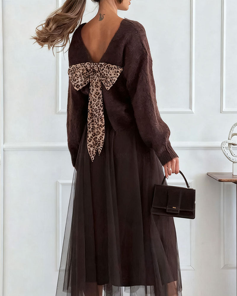 Elegant Sweater with Back Bow