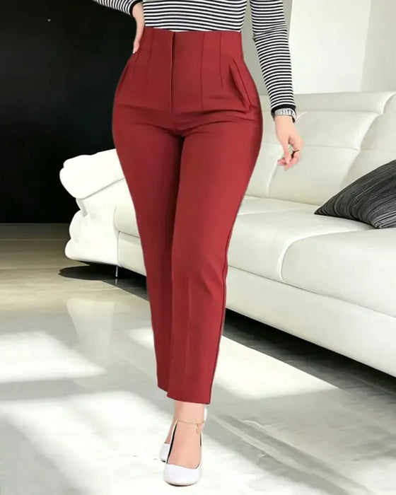 Pocket Casual Cropped Pants