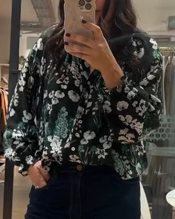 Casual Long Sleeve Printed Blouse