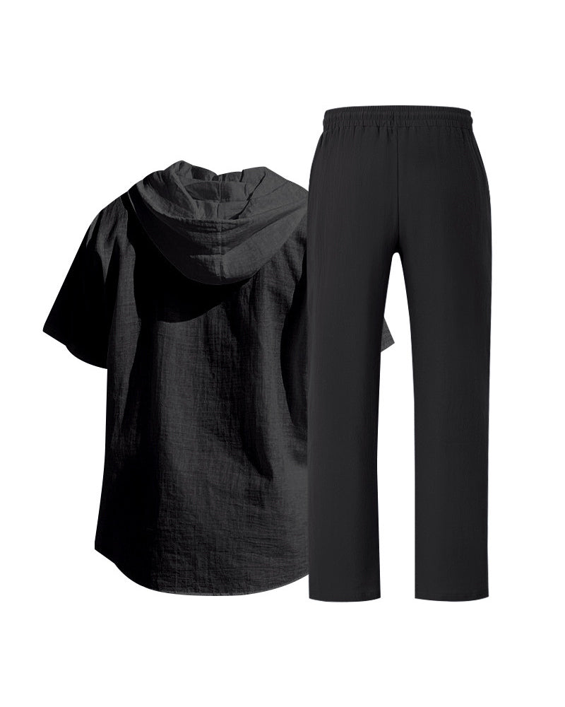 Men's Lightweight Hooded Two-Piece Set For Summer Casual Wear