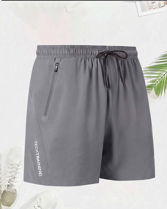 Drawstring Zipper Elastic Waist Shorts
