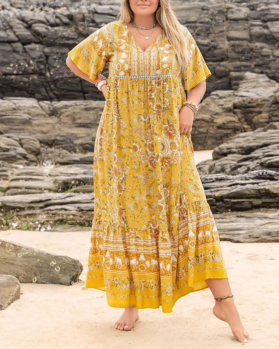 Floral Patchwork Ethnic Dress