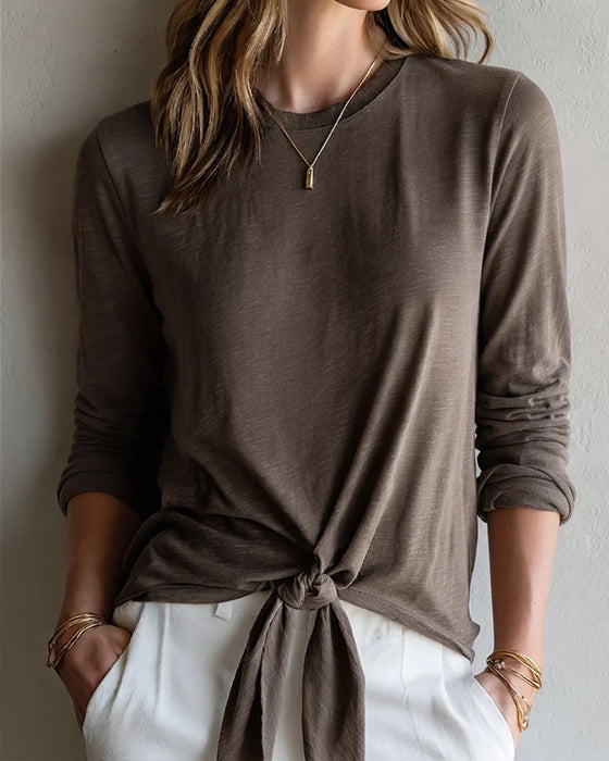 Hem Tie Long Sleeve T-Shirt