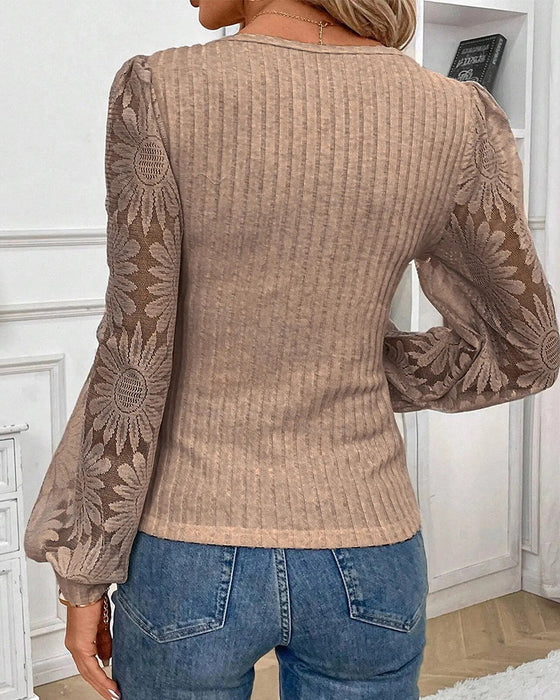 Square Neck Pleated Ribbed Top