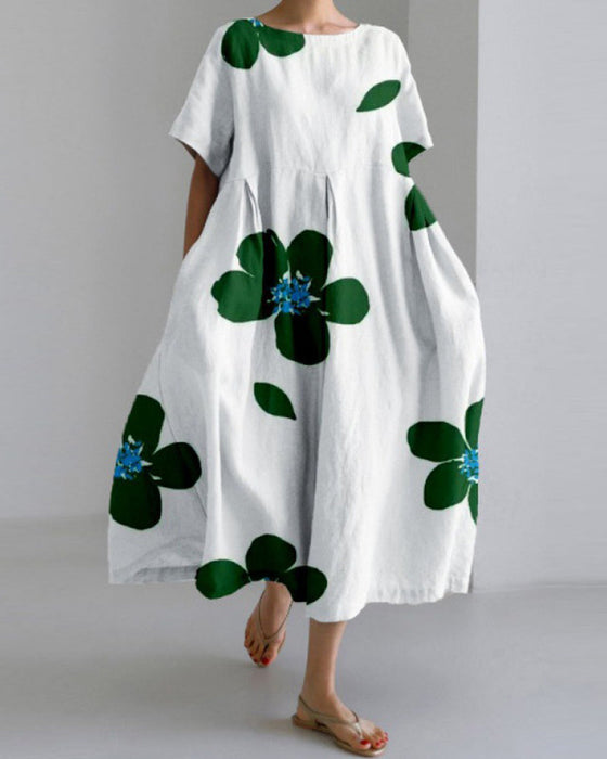 Loose short sleeve printed dress