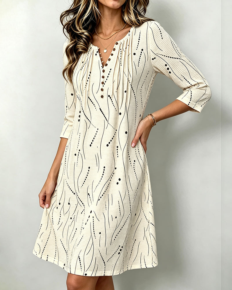 Casual Button Half Sleeve Dress
