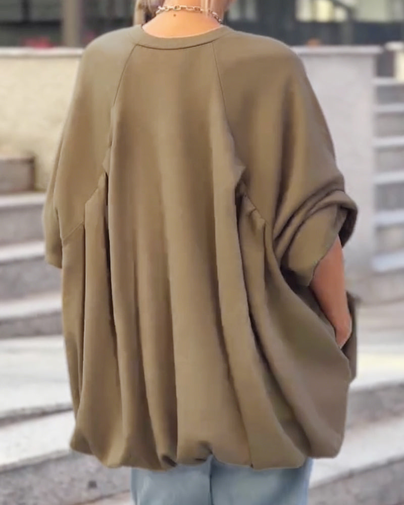 Solid Color Loose Irregular Sweatshirts