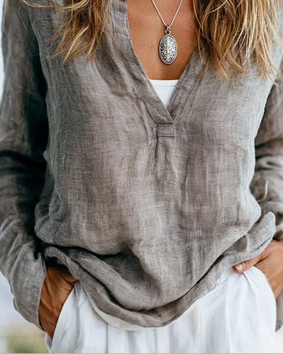 Long Sleeve High Neck Relaxed Blouse