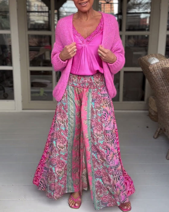 Colorful loose wide-leg pants