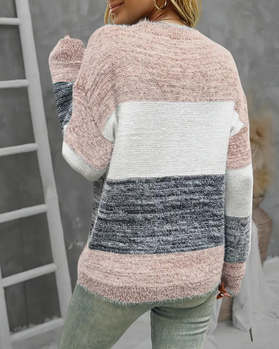 Fashionable Contrasting Color Pullover