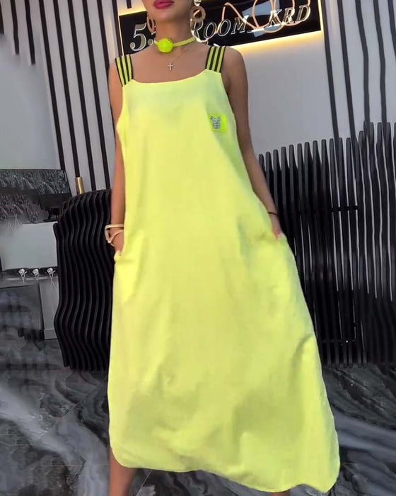 Spliced Suspender Loose Dress